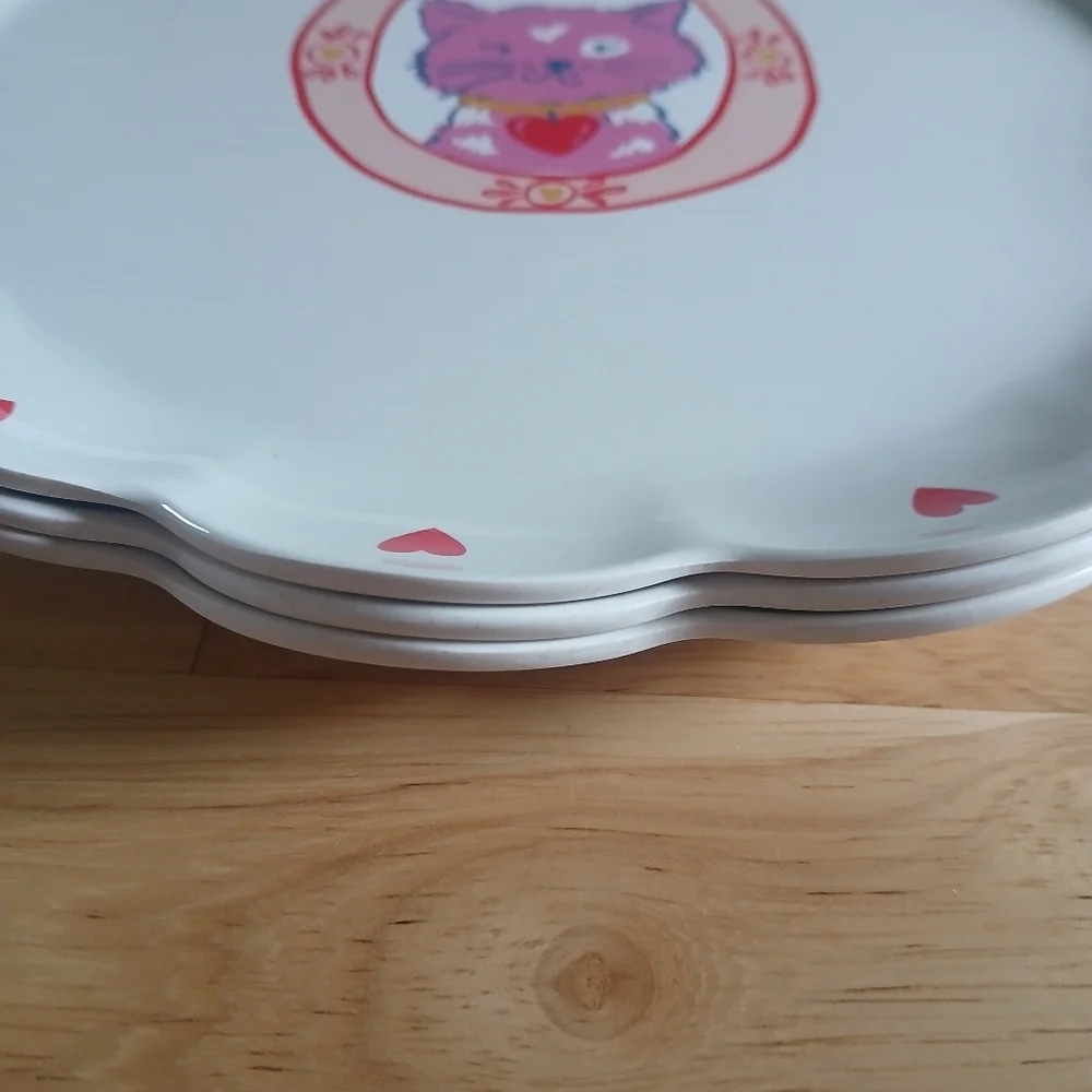 Set of 2 Target Pillowfort Plate Cat Design Bamboo & Melamine BPA Free 10.5